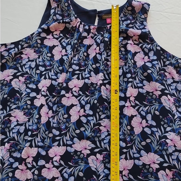 Vince Camuto Navy Floral Spring Injection Sleeveless Roundneck Blouse Sz XXL. - Picture 8 of 12